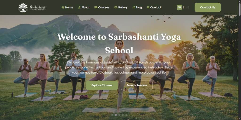 Sarbashanti Yoga School – Custom WordPress Theme Development