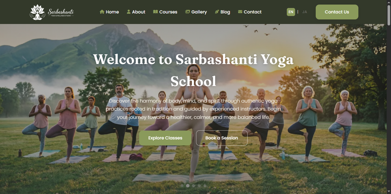 Sarbashanti Yoga School – Custom WordPress Theme Development