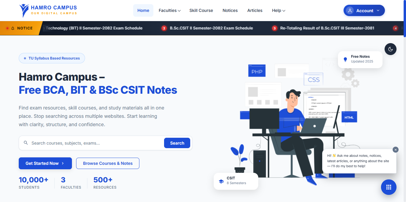 Hamro Campus – Comprehensive EdTech Platform for IT Students